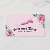 Bakkerij Pastry Chef Piping Bag & Heart Pink Flora Visitekaartje (Voorkant)