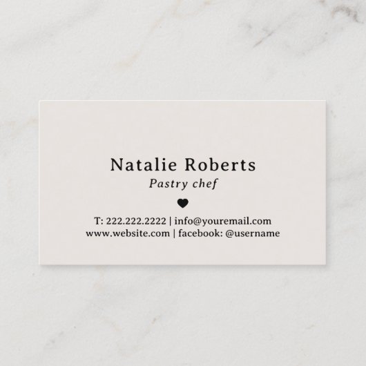 Bakkerij Pastry Chef Plain Visitekaartje (Achterkant)