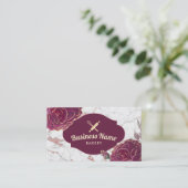 Bakkerij Pastry Chef Red Floral Roos Gold Marble Visitekaartje (Staand voorkant)