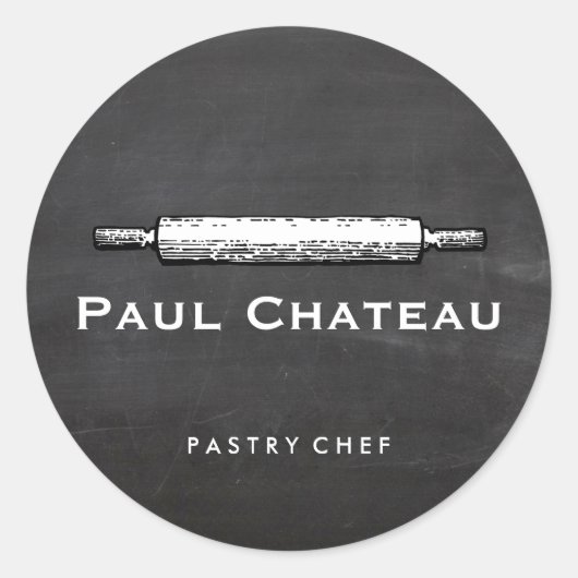 Bakkerij Pastry Chef Rolling Pin Baker Logo Ronde Sticker (Voorkant)
