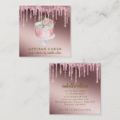 Bakkerij Pastry Chef Roos Gold Glitter Drift Cake  Vierkante Visitekaartje (Voorkant / Achterkant)