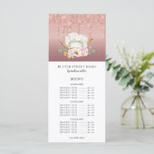 Bakkerij Pastry Chef Roos Gold Glitter Drivers Pri Menu (Staand voorkant)