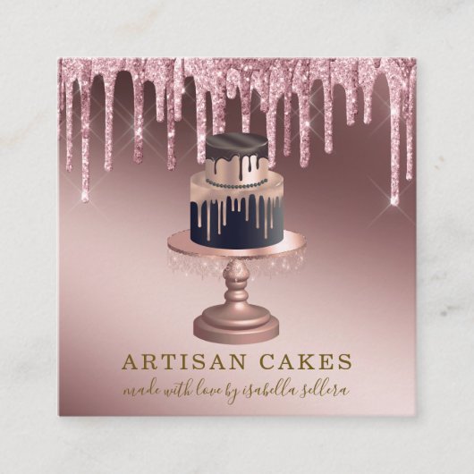Bakkerij Pastry Chef Roos Gold Glitter Drivers Squ Vierkante Visitekaartje (Voorkant)
