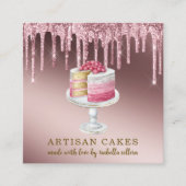 Bakkerij Pastry Chef Roos Gold Glitter Drivers Vierkante Visitekaartje (Voorkant)