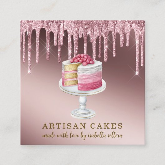 Bakkerij Pastry Chef Roos Gold Glitter Drivers Vierkante Visitekaartje (Voorkant)