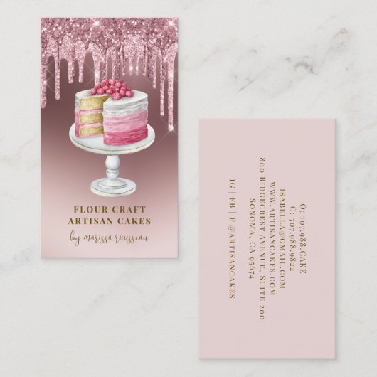 Bakkerij Pastry Chef Roos Gold Glitter Drivers Visitekaartje (Voorkant / Achterkant)