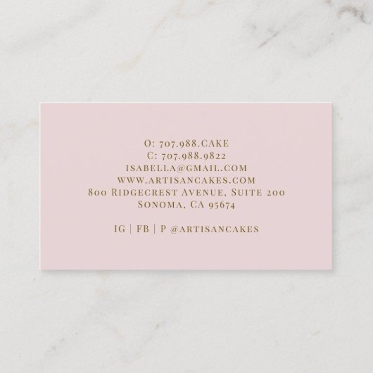 Bakkerij Pastry Chef Roos Gold Glitter Drivers Visitekaartje (Achterkant)