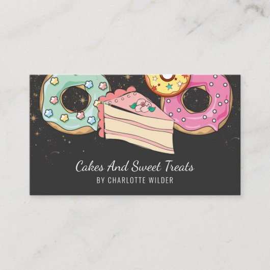 Bakkerij Pastry Chef Roze Blauw BlackBusiness Kaar Visitekaartje (Voorkant)