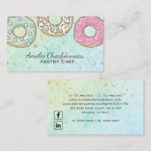 Bakkerij Pastry Chef Roze Turquoise Waterverf Visitekaartje (Voorkant / Achterkant)