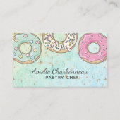 Bakkerij Pastry Chef Roze Turquoise Waterverf Visitekaartje (Voorkant)