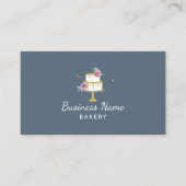 Bakkerij Pastry Chef Rustic Flower & Bees Dusty Bl Visitekaartje (Voorkant)