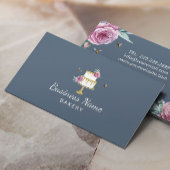 Bakkerij Pastry Chef Rustic Flower & Bees Dusty Bl Visitekaartje