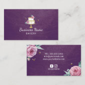 Bakkerij Pastry Chef Rustige Vloerbijen Cake Paars Visitekaartje (Voorkant / Achterkant)