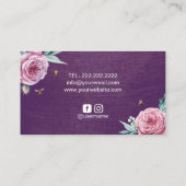 Bakkerij Pastry Chef Rustige Vloerbijen Cake Paars Visitekaartje (Achterkant)