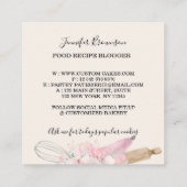 Bakkerij Pastry Chef schattig ivoor Vierkante Visitekaartje (Achterkant)