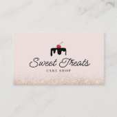 Bakkerij Pastry Chef Sweet Cake Logo Roze Glitter Visitekaartje (Voorkant)
