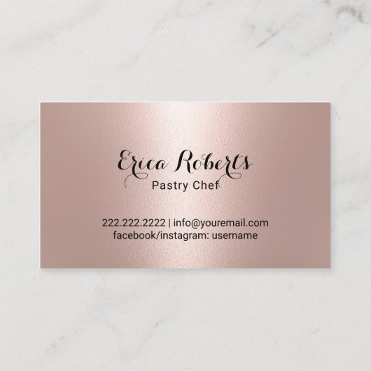 Bakkerij Pastry Chef Sweet Strawberry Roos Gold Visitekaartje (Achterkant)