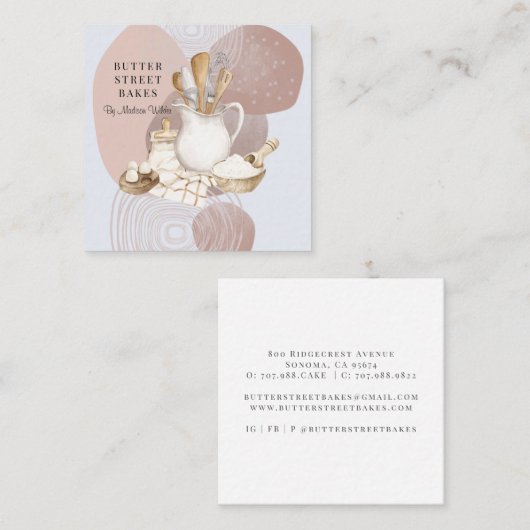 Bakkerij Pastry Chef Utils Ingrediënten Vierkante Visitekaartje (Voorkant / Achterkant)