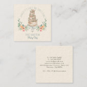 Bakkerij Pastry Chef Waterverf a Floral Cake Vierkante Visitekaartje (Voorkant / Achterkant)