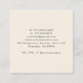 Bakkerij Pastry Chef Waterverf a Floral Cake Vierkante Visitekaartje (Achterkant)
