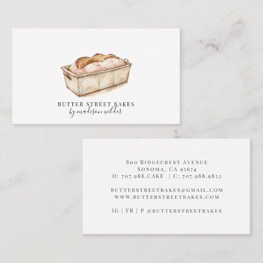 Bakkerij Pastry Chef Waterverf Baker Visitekaartje (Voorkant / Achterkant)