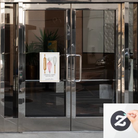 Bakkerij Pastry Chef Waterverf Baking Utiers Raamsticker (Kantoordeur)