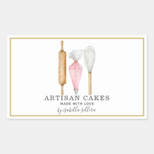 Bakkerij Pastry Chef Waterverf Baking Utiers Rechthoekige Sticker