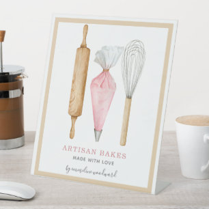 Bakkerij Pastry Chef Waterverf Baking Utiers Reclamebord Met Voetstuk