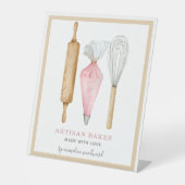 Bakkerij Pastry Chef Waterverf Baking Utiers Reclamebord Met Voetstuk (Voorkant)