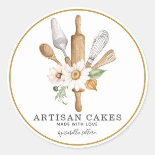 Bakkerij Pastry Chef Waterverf Baking Utiers Ronde Sticker