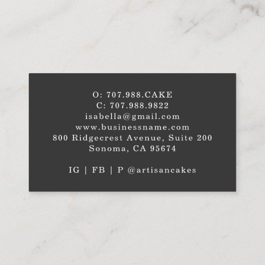 Bakkerij Pastry Chef Waterverf Baking Util Black Visitekaartje (Achterkant)