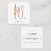 Bakkerij Pastry Chef Waterverf Baking Utils Busi Vierkante Visitekaartje (Voorkant / Achterkant)