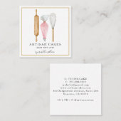 Bakkerij Pastry Chef Waterverf Baking Utils Busi Vierkante Visitekaartje (Voorkant / Achterkant)