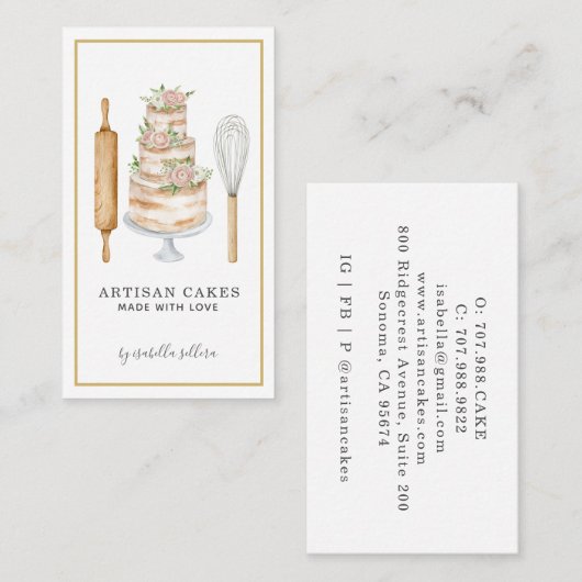 Bakkerij Pastry Chef Waterverf Baking Utils Busi Visitekaartje (Voorkant / Achterkant)