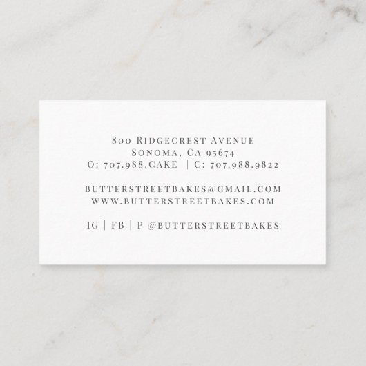 Bakkerij Pastry Chef Waterverf Chef Pet Glitter Bu Visitekaartje (Achterkant)