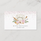 Bakkerij Pastry Chef Waterverf Chef Pet Glitter Visitekaartje (Voorkant)