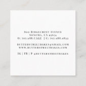 Bakkerij Pastry Chef Waterverf Chef Pet Vierkante Visitekaartje (Achterkant)