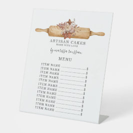 Bakkerij Pastry Chef Waterverf Floral Rolling Pin Reclamebord Met Voetstuk