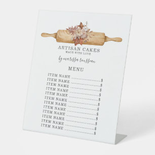 Bakkerij Pastry Chef Waterverf Floral Rolling Pin Reclamebord Met Voetstuk