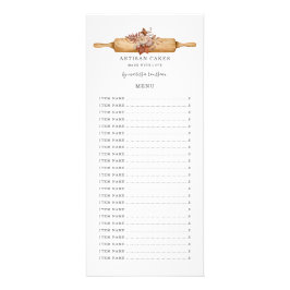 Bakkerij Pastry Chef Waterverf Floral Rolling Pin Reclamekaart