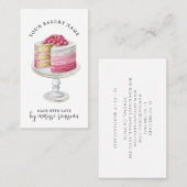 Bakkerij Pastry Chef Waterverf Pink Cake Dessert Visitekaartje (Voorkant / Achterkant)