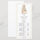 Bakkerij Pastry Chef Waterverf Roze Floral Cake Menu (Voorkant / Achterkant)