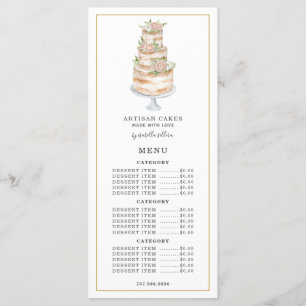 Bakkerij Pastry Chef Waterverf Roze Floral Cake Menu