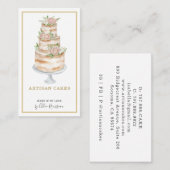 Bakkerij Pastry Chef Waterverf Roze Floral Cake Visitekaartje (Voorkant / Achterkant)