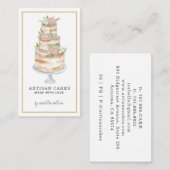 Bakkerij Pastry Chef Waterverf Roze Floral Cake Visitekaartje (Voorkant / Achterkant)