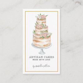 Bakkerij Pastry Chef Waterverf Roze Floral Cake Visitekaartje