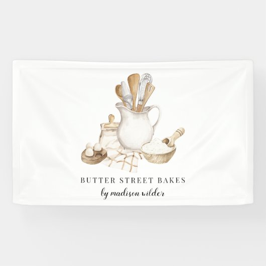 Bakkerij Pastry Chef-Waterverf Spandoek (Horizontaal)