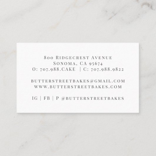 Bakkerij Pastry Chef-Waterverf Visitekaartje (Achterkant)