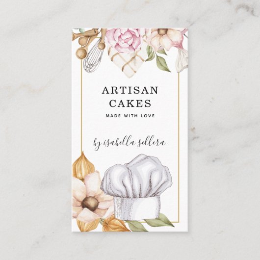 Bakkerij Pastry Chef Waterverf Visitekaartje (Voorkant)
