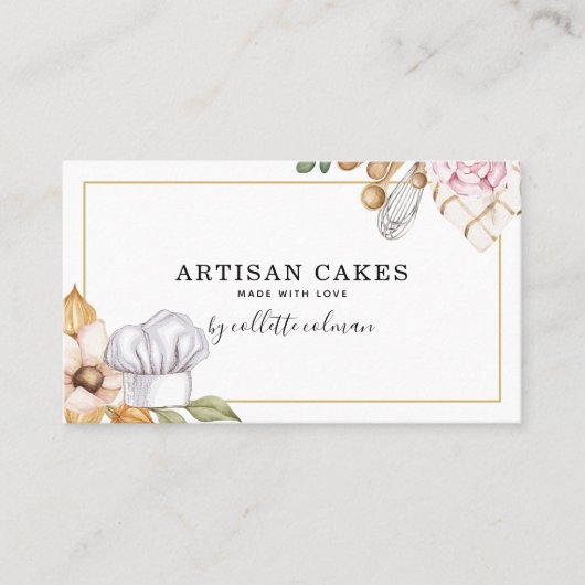Bakkerij Pastry Chef Waterverf Visitekaartje (Voorkant)
